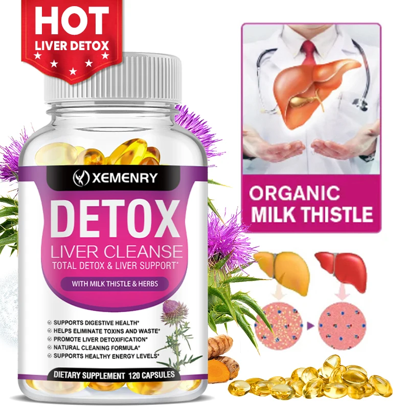 Liver Detox Supplement Capsules with Milk Thistle Dandelion Liver Care Toxin Removal Improved Digestion