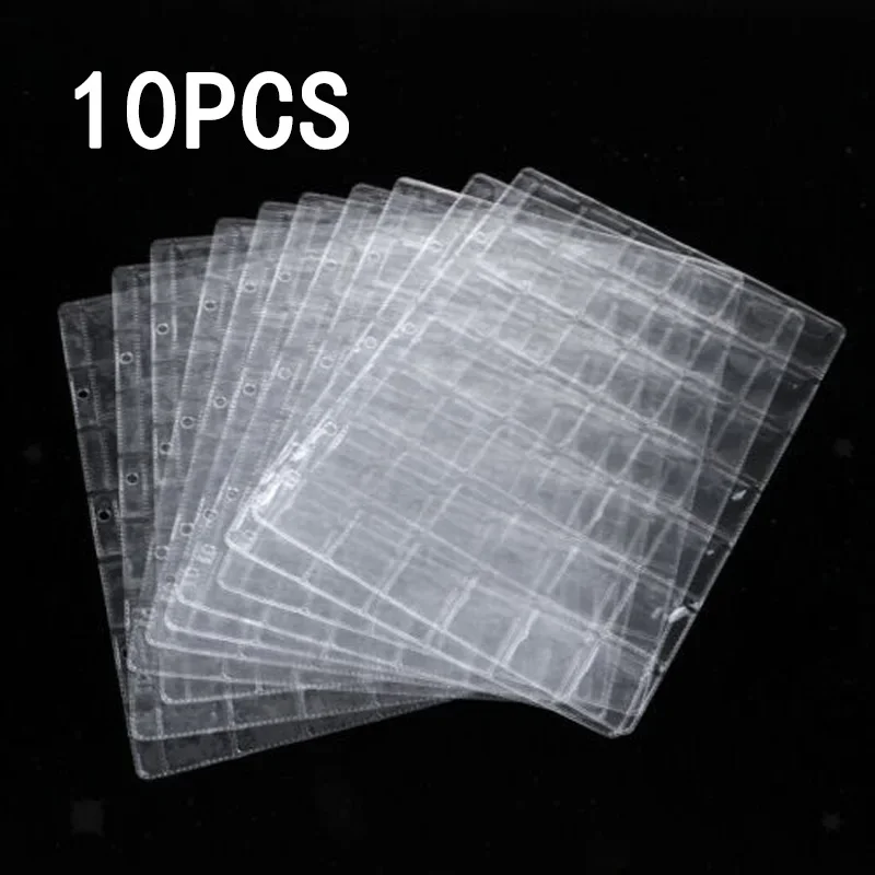 28*28mm Coin Pages Collectors Album Supplies Holders 10Pcs 42 Pockets Clear Plastic Protectors Sheets 7 cm PVC