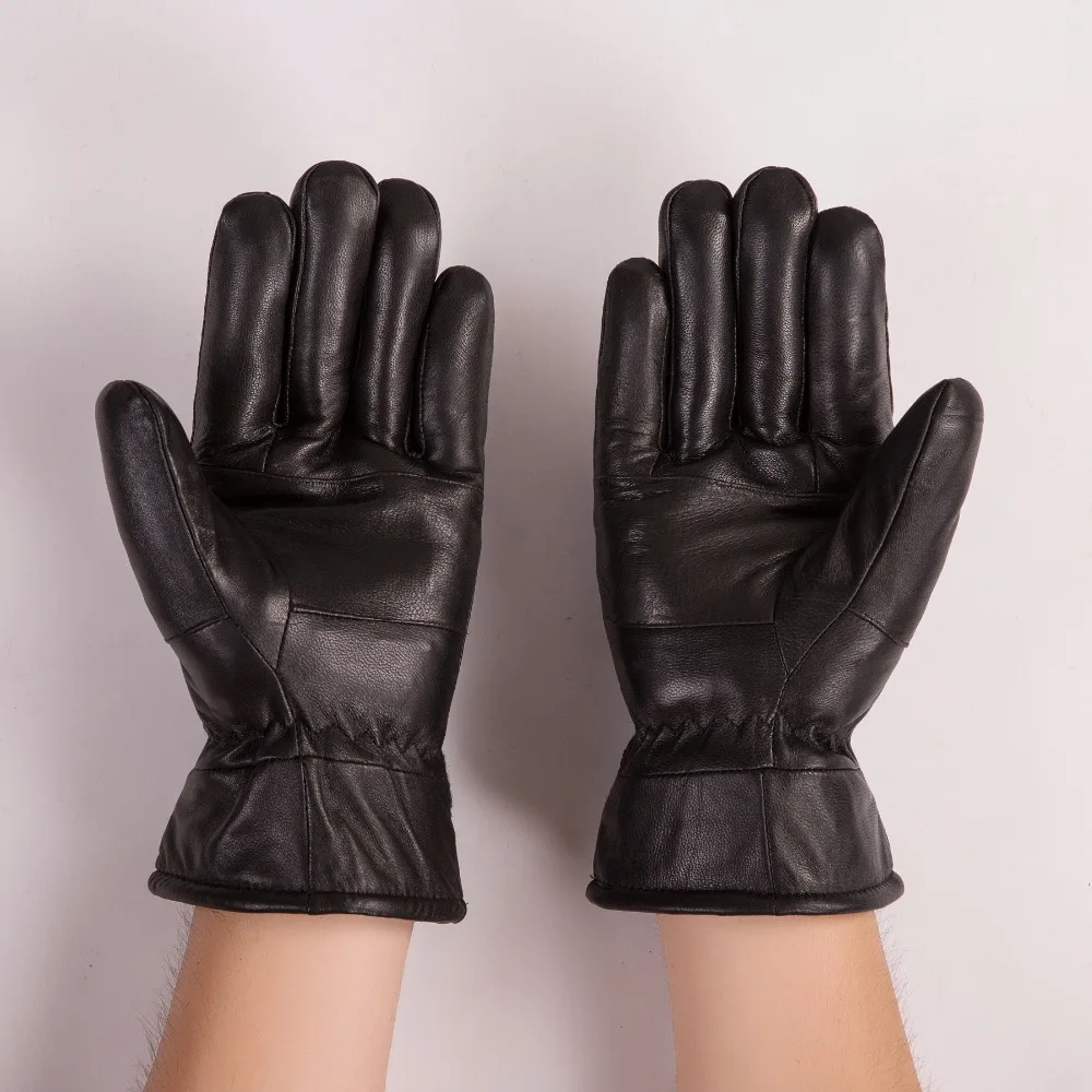 Men Sheepskin Leather Gloves for Winter Outdoor Warm