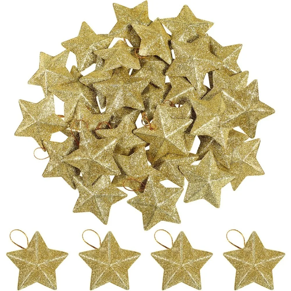 6Pcs/set Christmas Decoration Flash Pentagram Pendant Home Room Decor Christmas Tree Accessories New Year Gift Party DIY 2025
