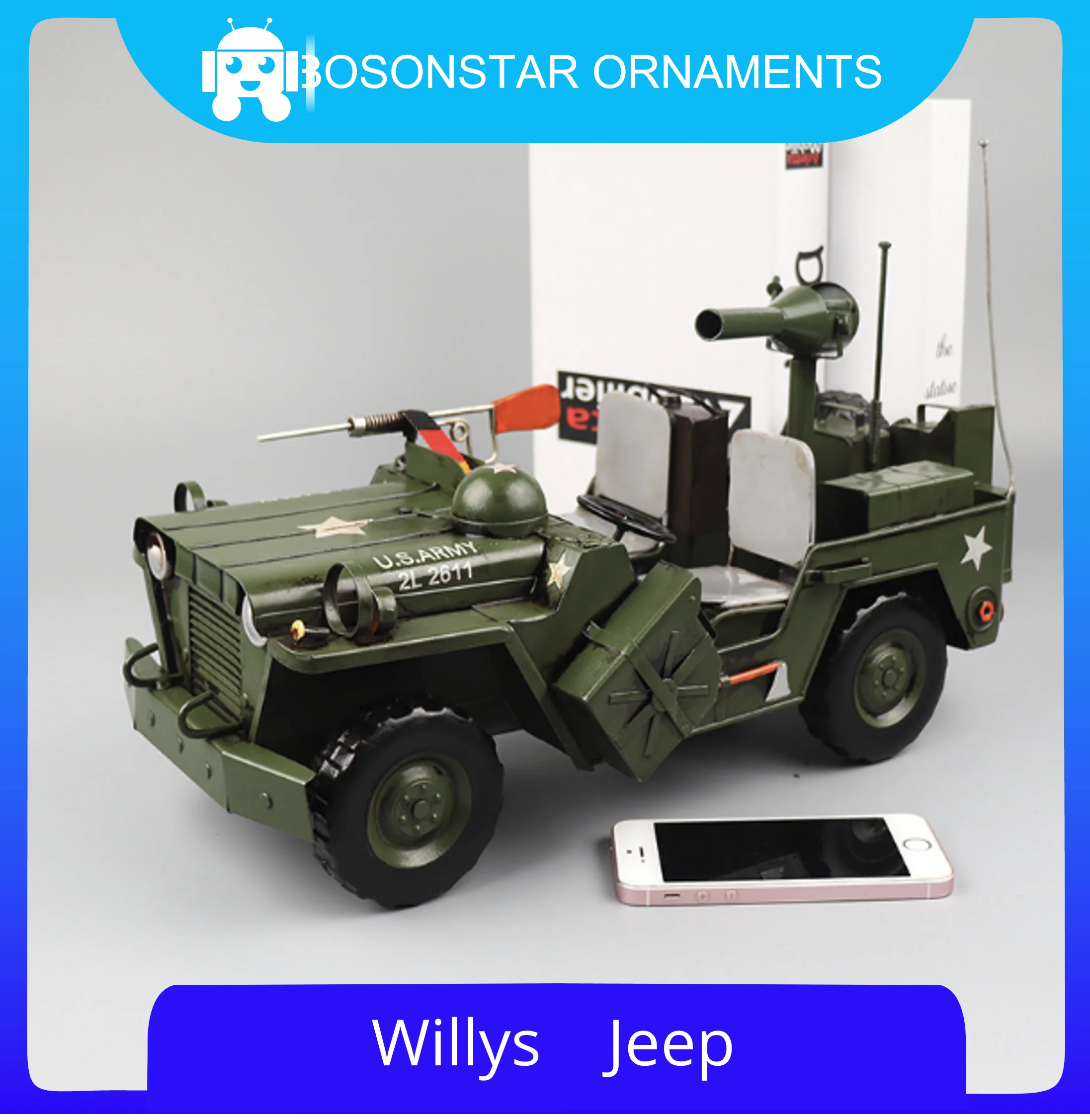 Simulation Of Willys Jeep Model Wrought Iron Retro Nostalgic Objects