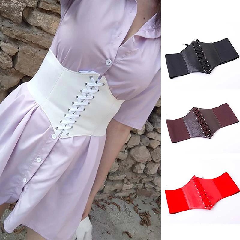 1PC Women Colorful Elastic Waist Belts Waist Sexy Corsets Bustiers Corset Wide Belts PU Leather Slimming Body Waistband