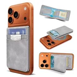 Magnetic Double Layer Phone Card Holder with Ultra Slim Wallet Design (GRAY)