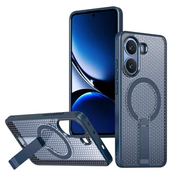 Magnetic Armor Phone Case with Cooling Hole Design and Metal Bracket for Redmi Turbo 4 (Blue)