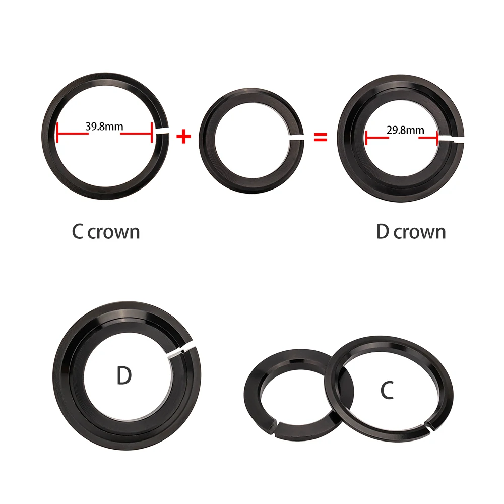 ZTTO 1,5 Zoll Fahrrad-Headset-Unterlegscheibe Fahrrad 1 1/8 Headset-Basis-Abstandshalter Crown Race 28,6 mm 39,8 mm konische Gabel gerade Gabel 45 Grad – Detail 3