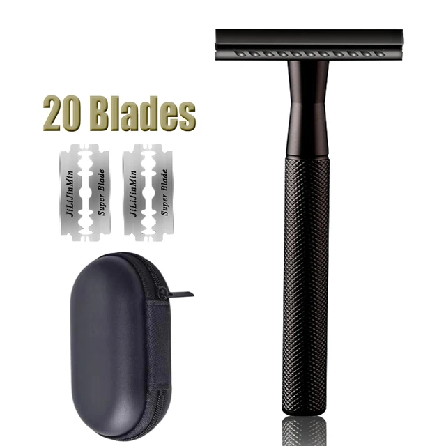 Safety Razor with 20 Blades,Classic Double Edge Shaver Manual Shaving ...