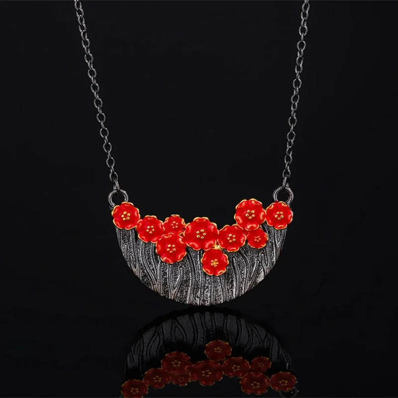 COOLLA Collana Lunga Multistrato Donna In Legno E Rame - Stile Vintage, Ciondolo Etnico Con Corda In Velluto