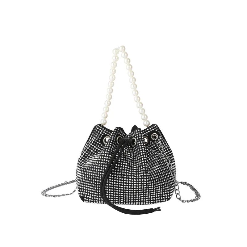 

Маленькая текстурная женская сумка высокого качества, Новинка лета 2022, модная нишевая сумка-мессенджер с цепочкой и инкрустацией стразами, Портативная сумка