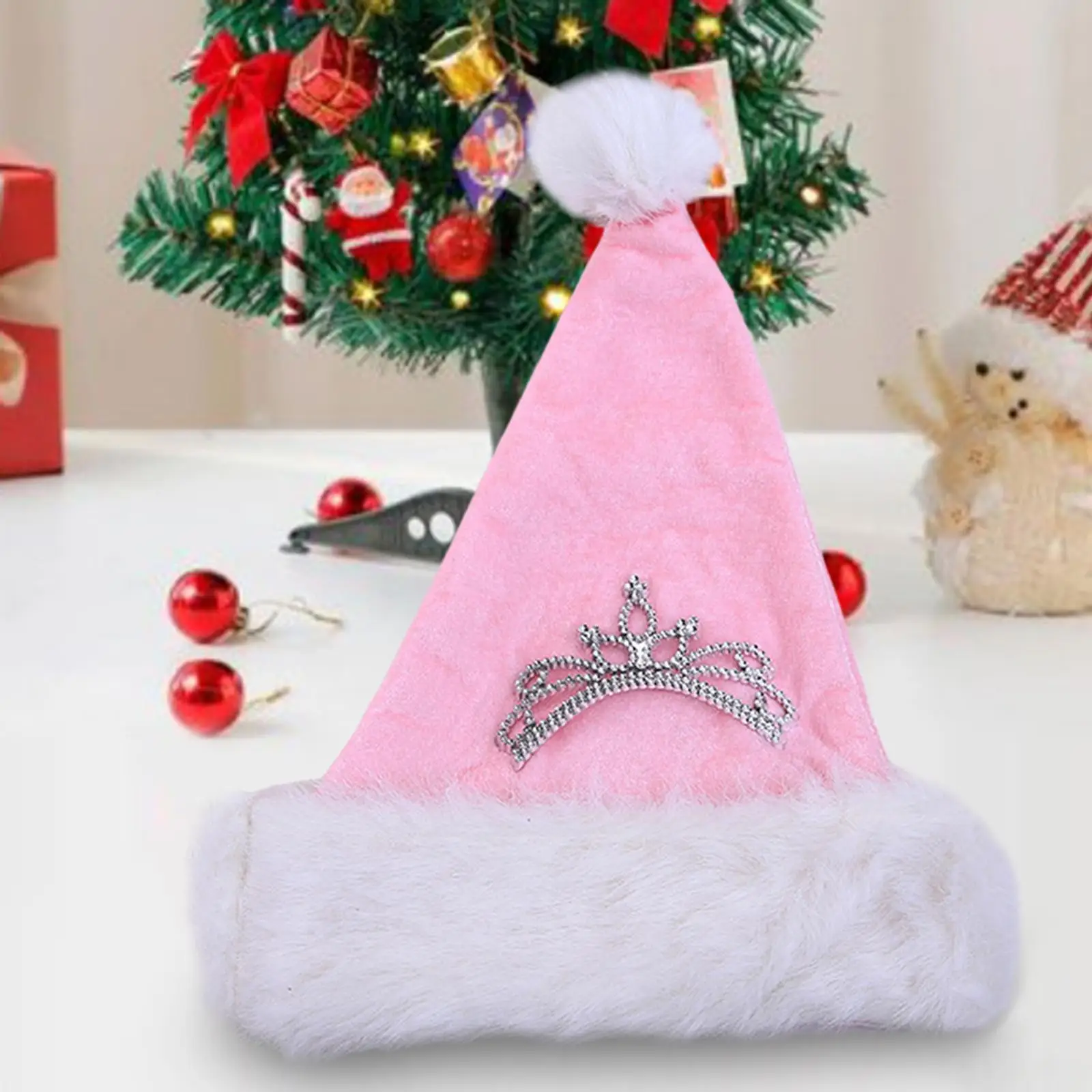 

Plush Christmas Santa Hat Warm soft for Xmas Birthday Stage Performance