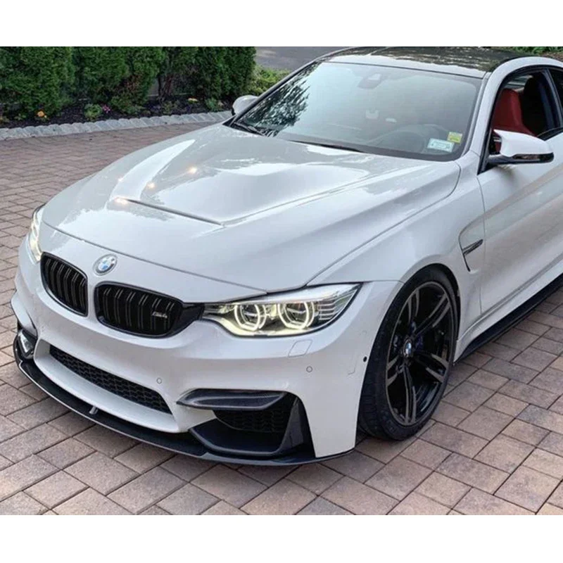 BMW 3 시리즈 F30 (2012-2018) M3 스타일 프론트 립 범퍼 디퓨저 스플리터 바디 키트 (4개) 유광 블랙 카본룩