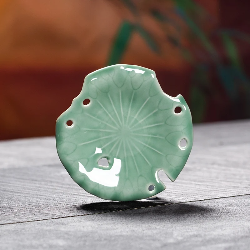 

|Ceramic Creative Kung Fu Tea Set Accessories Saucer Tea Ceremony Utensil Longquan Celadon Lotus Leaf Cup Saucer Coaster Base Su