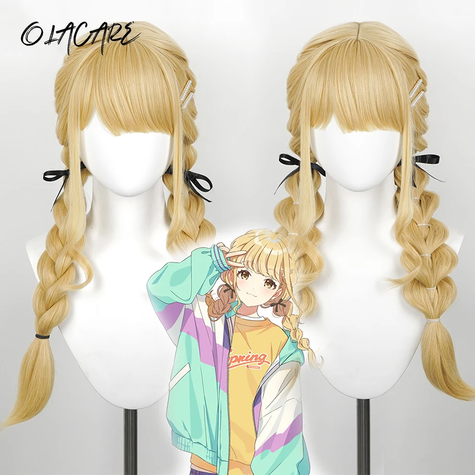 Blonde Synthetic Yaki Wig with Bangs for Women