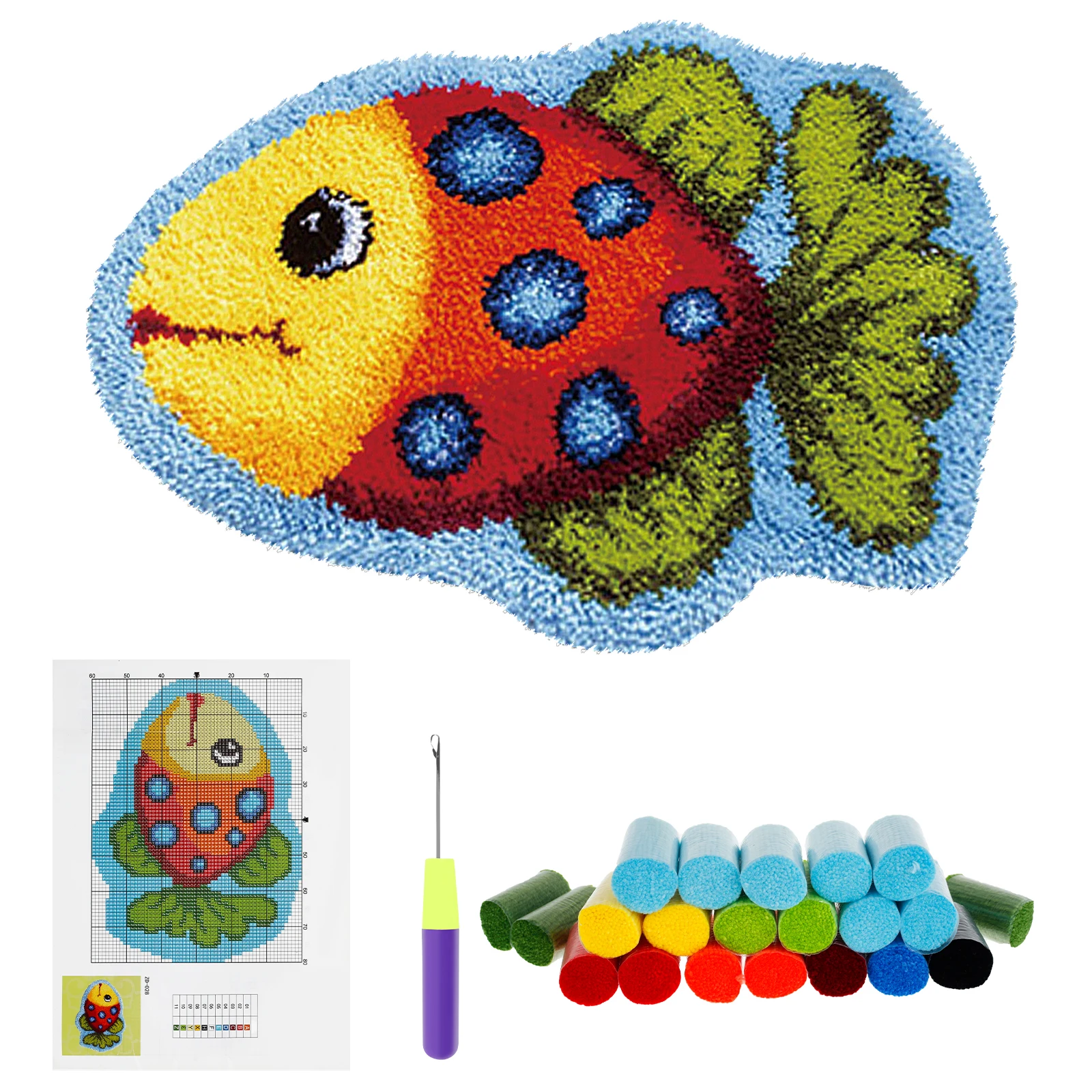 Latch Hook Kit for Adults Kids Cute Cartoon Animal Theme Latch Hook Rug Kits DIY Rug Making Kit Multipurpose DIY