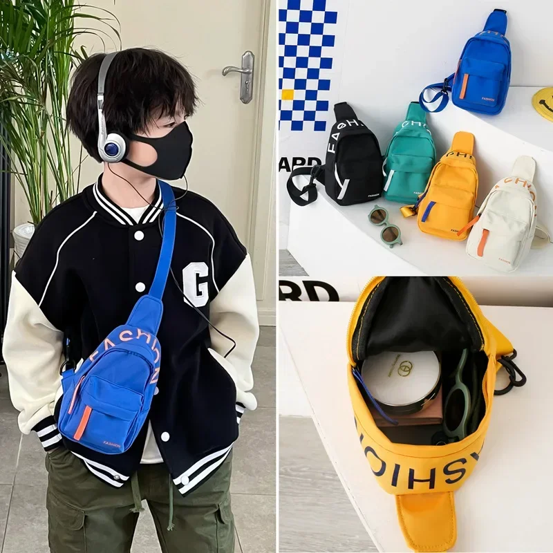 Crossbody Bag Letter Waistbag for Boy Children Casual Pure Color Cute Bag for Girl Adjustable Belt Kids Shoulder Bags, crossbody bags,waist packs
