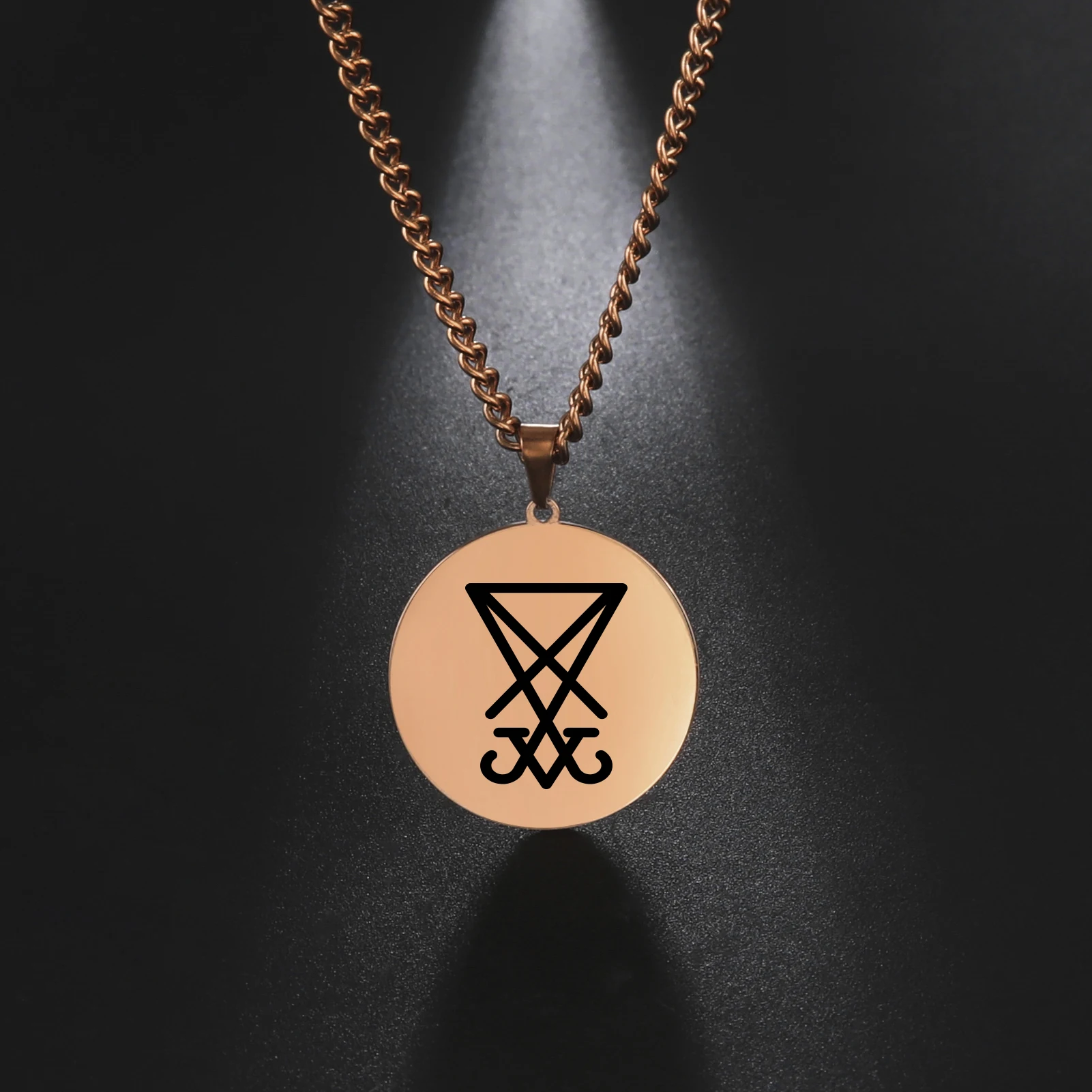 VNOX Sigil Of Lucifer - Collar Con Colgante De Acero Inoxidable Para Hombre Y Mujer