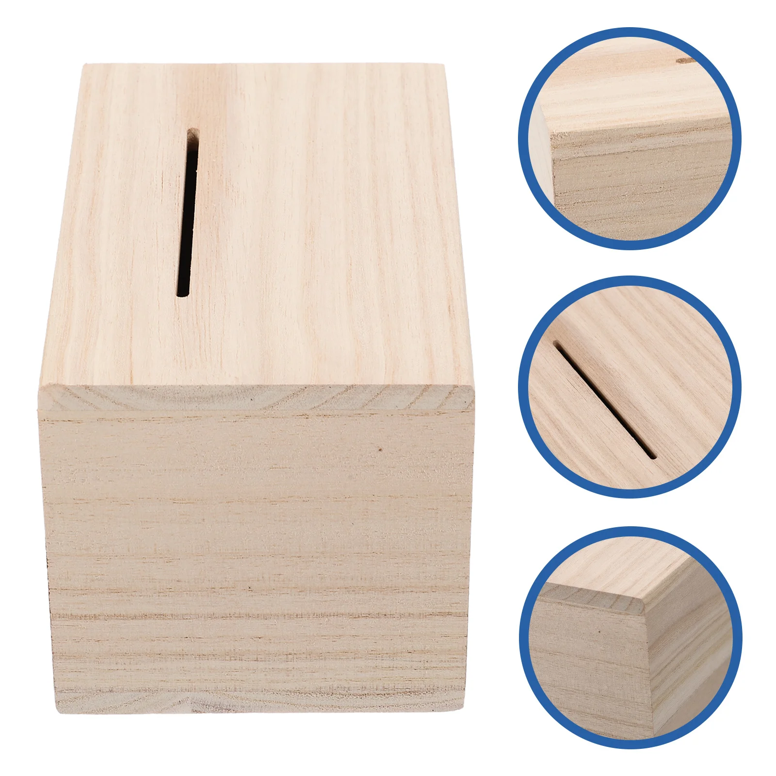 

4pcs Wood Coin Bank Coin Container Wooden Piggy Bank Unfinished DIY Piggy Bank Ornament