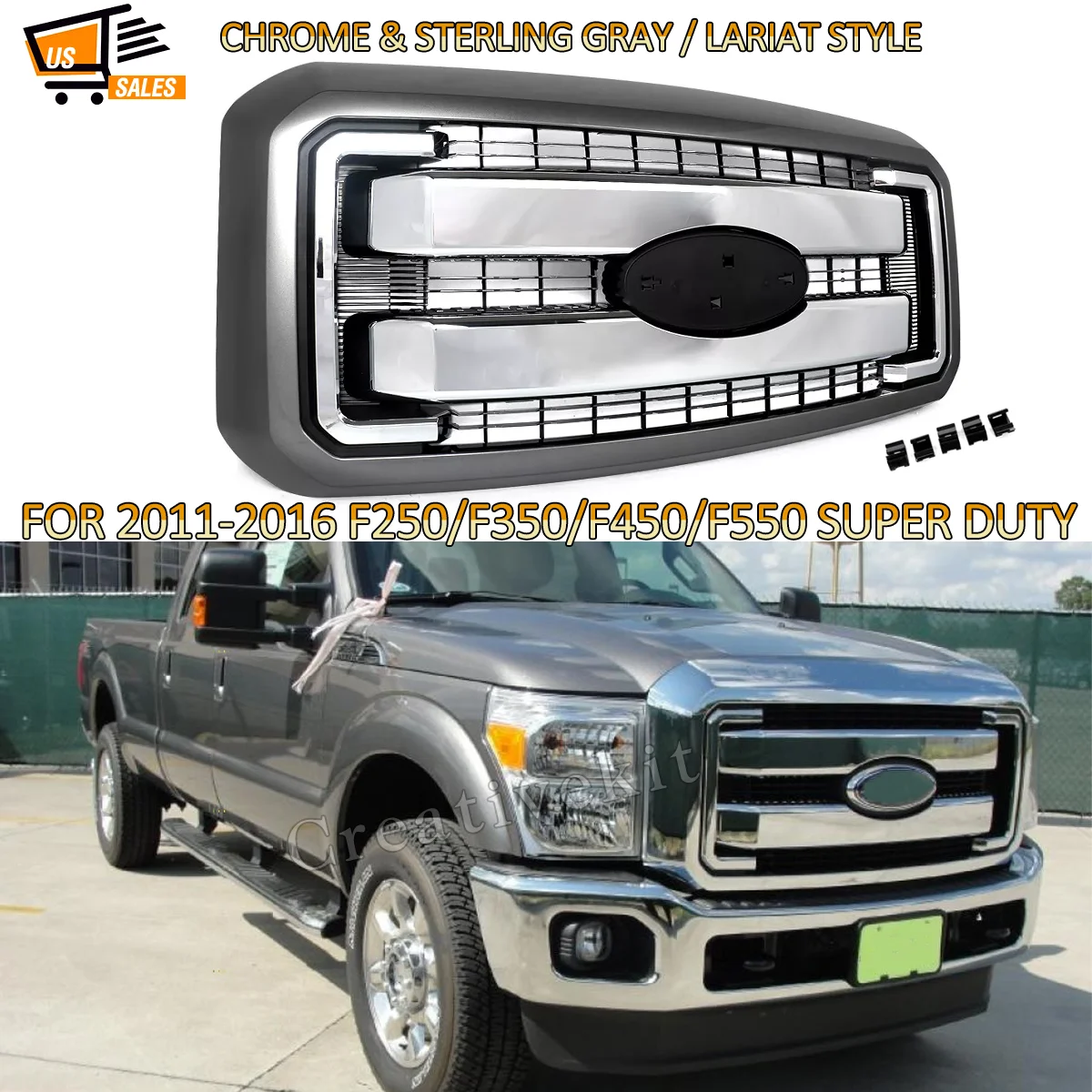 Front Upper Grill Chrome For Ford 2011-2016 F250 F350 F450 F550