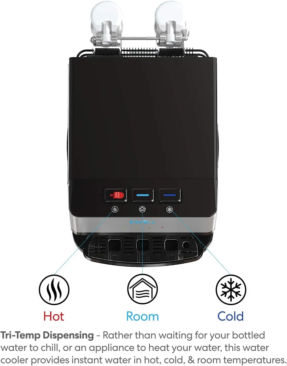 Self Cleaning  Water Cooler Dispenser with Filtration - Hot Cold and Room Temperature Water. Free 6