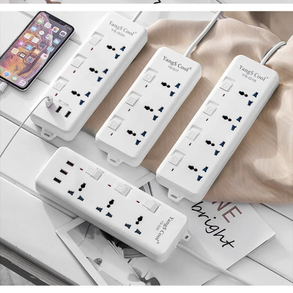 일반 전원 스트립 소켓 EU/UK/US 3/4 Ouelets 3USB 포트 패치 보드 안전 도어 패치 110v 220v 검정/흰색 팝 소켓