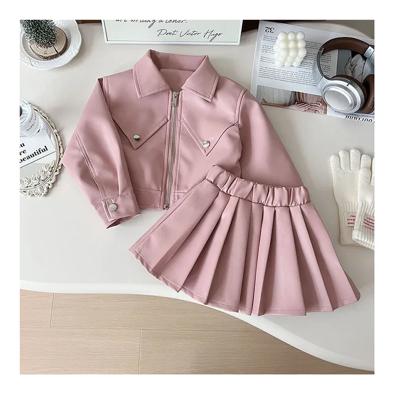 Girls Leather Jacket Suit Autumn Clothing
