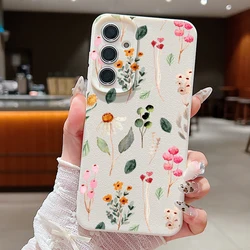 Floral Leather Texture TPU Phone Case - Small Flower Design for Samsung S25Ultra (A088 Beige White)