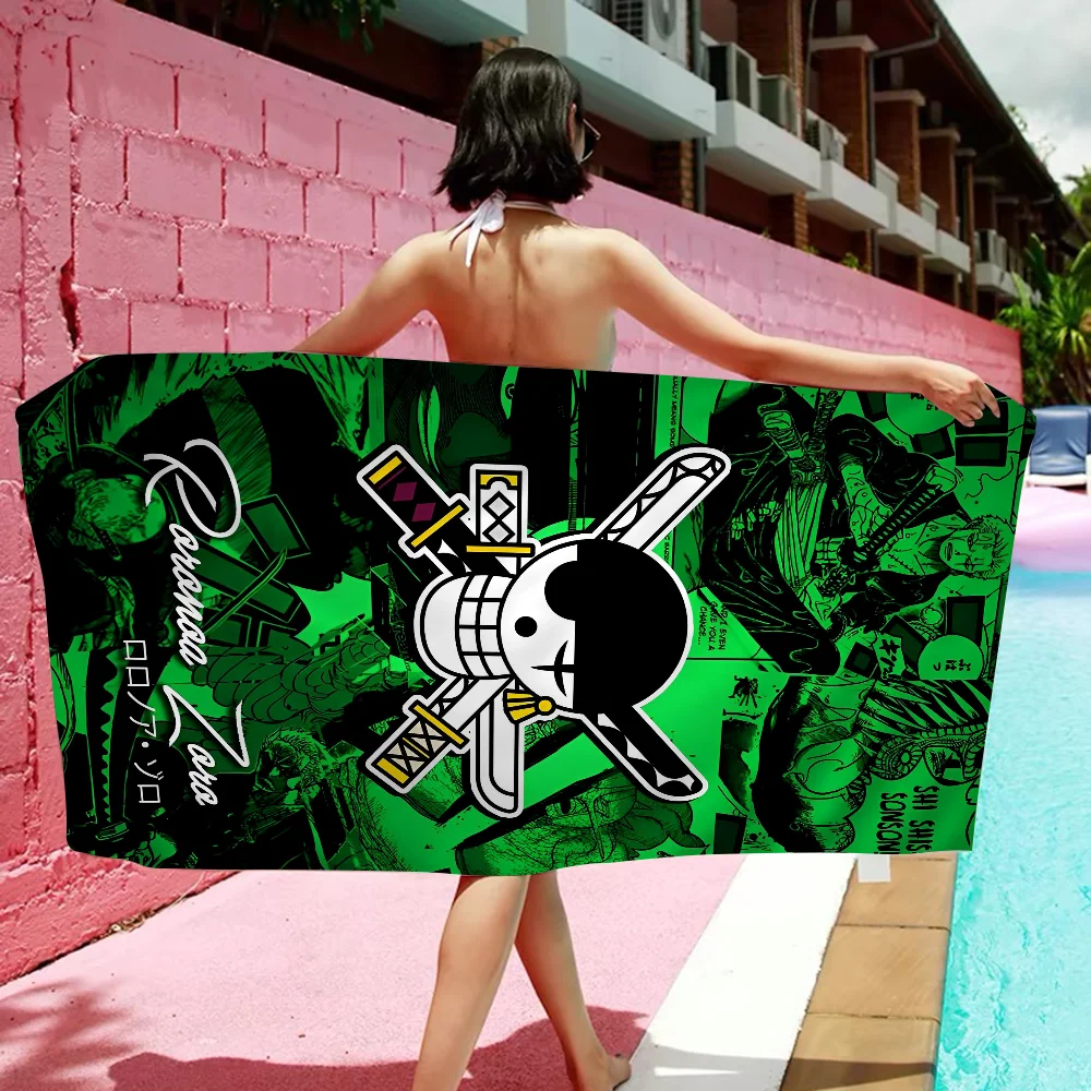 Japanese Anime One P-Piece Beach Towel Cartoon Cute Summer Kids Large Bath Pool Microfiber Absorbent for Swimming Travel 3