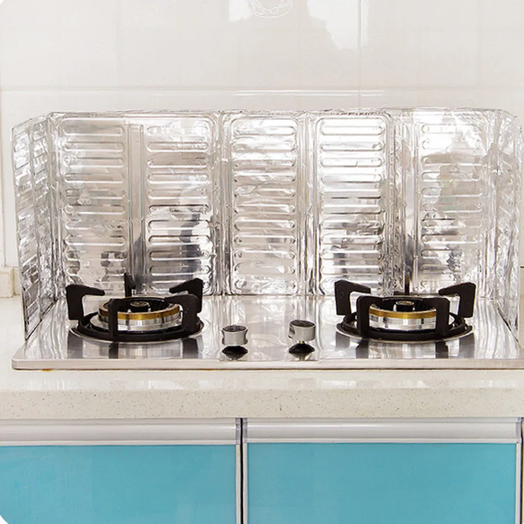Kitchen Gadgets Oil Splatter Screens Aluminium Foil Plate Gas Stove Splash Proof Baffle Home Kitchen Cooking Tools