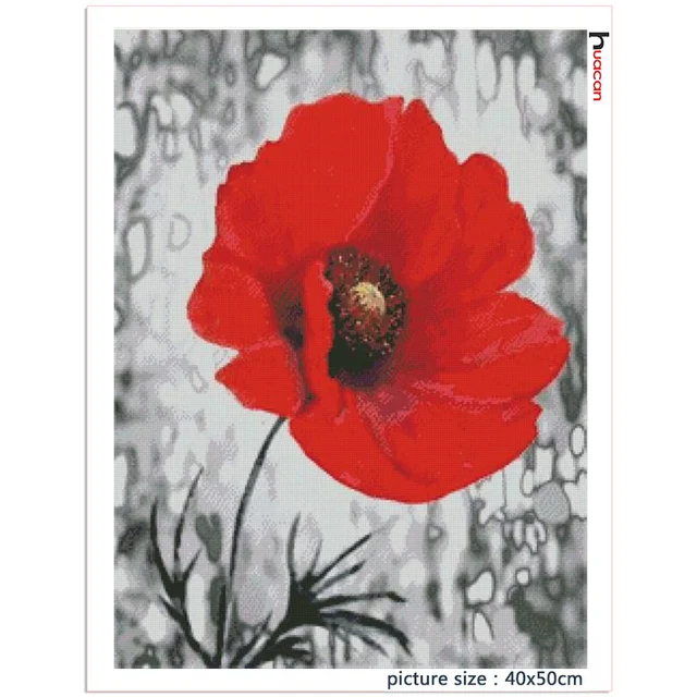 Kit Diamond Painting Papavero 30x40 Cm - Pittura Con Diamanti 5D Fai Da Te Per Decorazione Casa - Foto 9