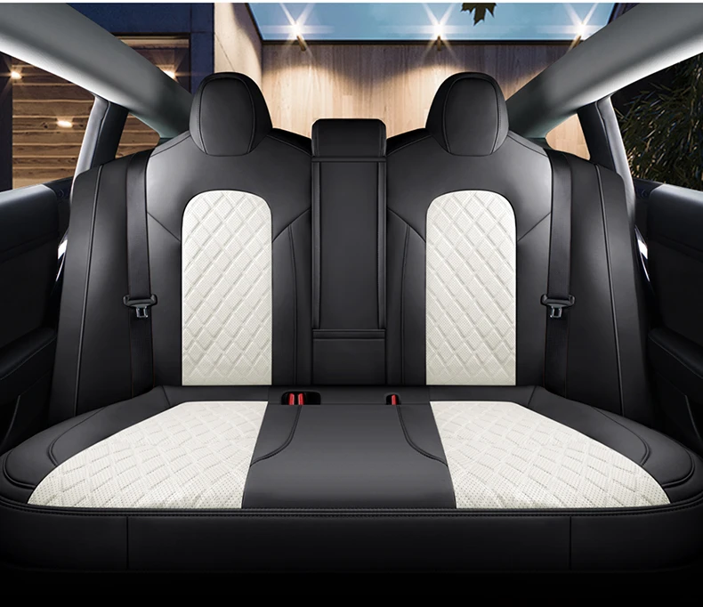 For Tesla Model 3 Y Custom Fit Car Seat Cover Accessories For Tesla 360 Degree Full Covered Perforated Artificial Leather