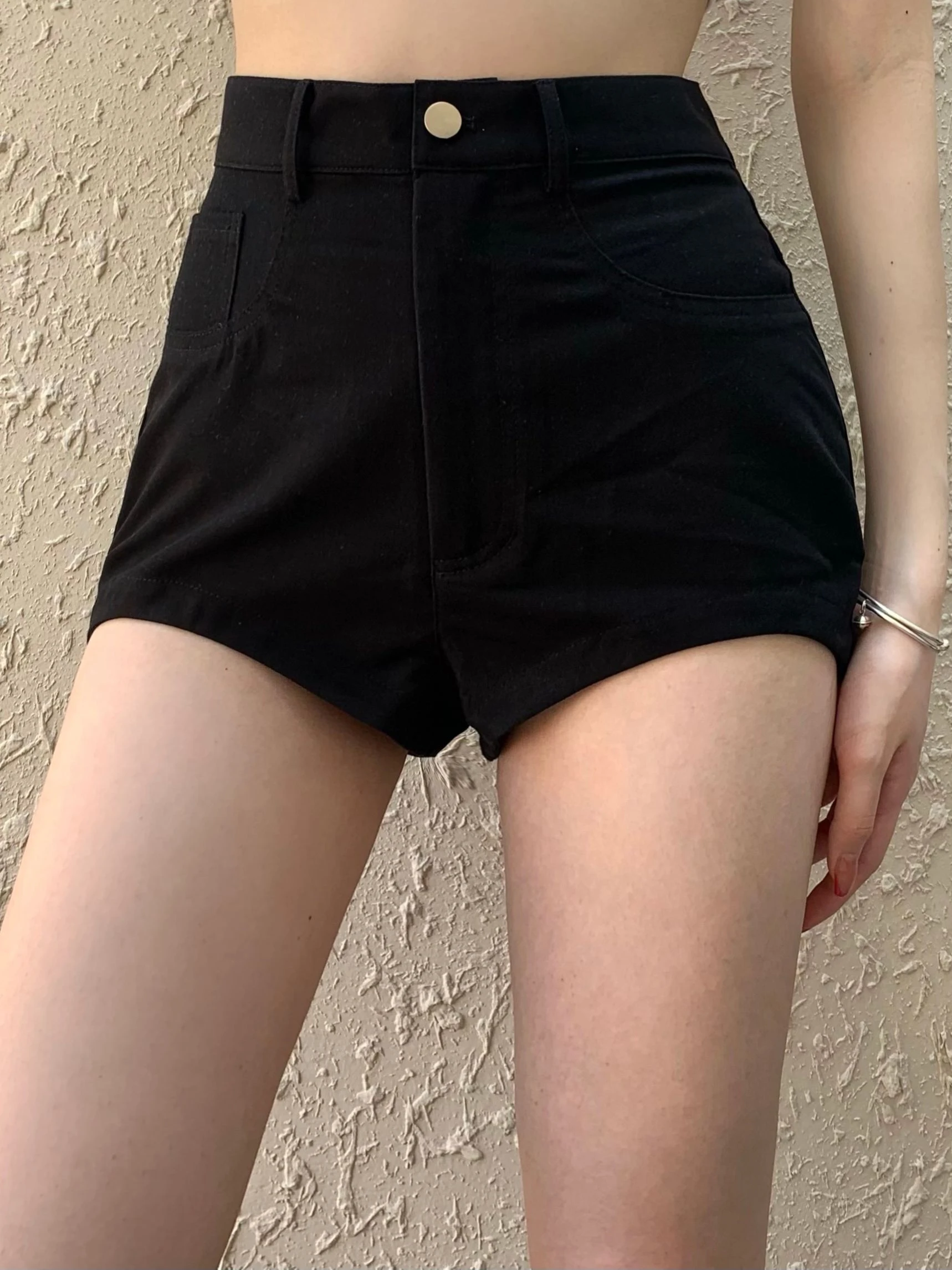 2022 Sexy Summer Fashion High Waist Slim Shorts Female  Beach Streetwear Buttons khaki shorts