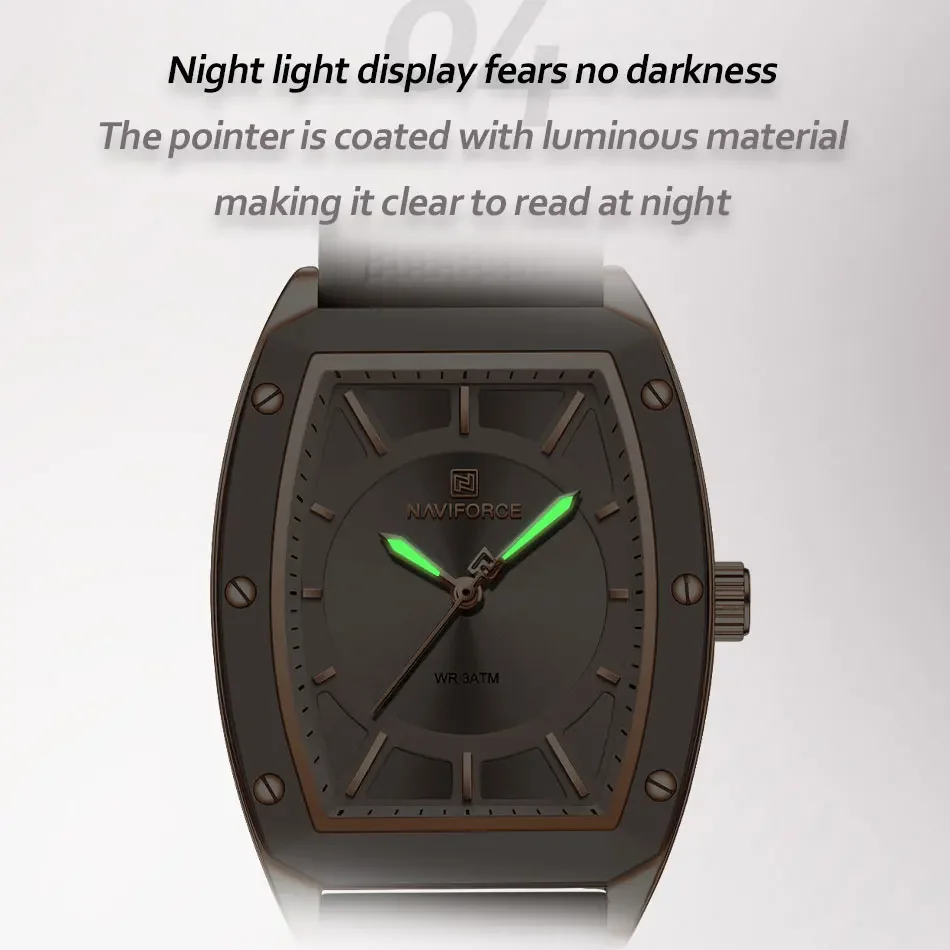 NAVIFORCE NF5049 Women Quartz Watches Silicone Strap Student Sports Watch Big Dial Simple Tonneau Waterproof Wristwatches 5