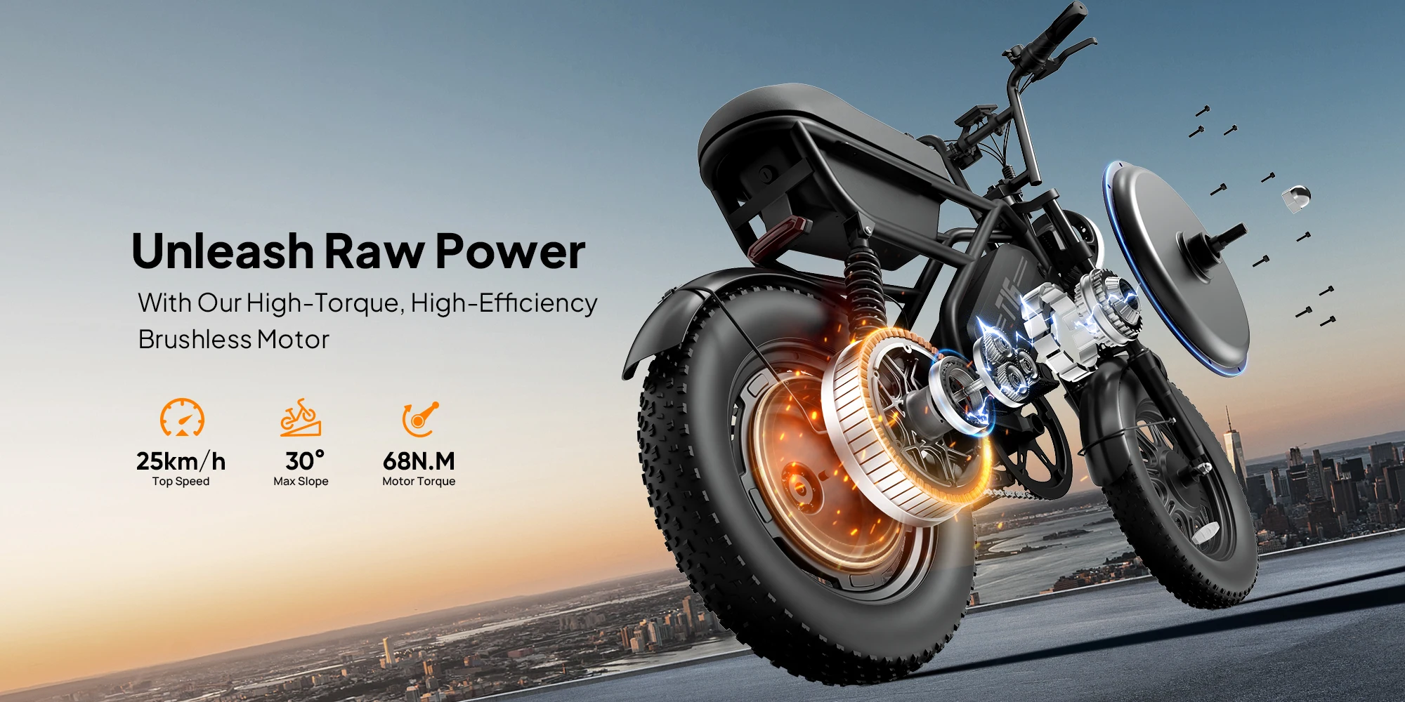 URLIFE T16 Erwachsenen-Moto 1000W Spitzenmotor 48V 13Ah Akku Mountain Offroad Elektrofahrrad 16*3.0" Reifen Reise-Elektrofahrrad – Detail 1