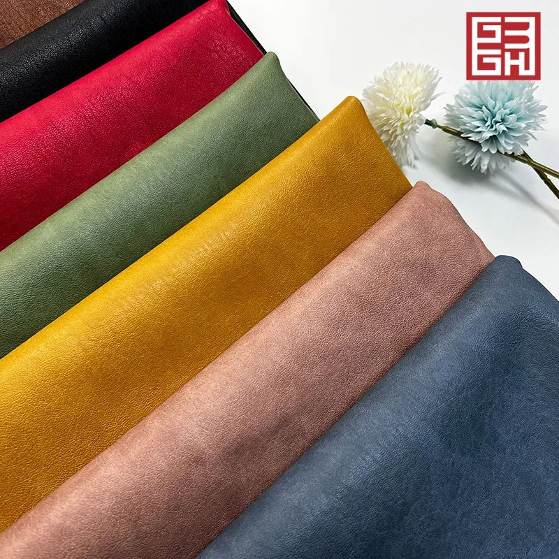 Retro Sheep Leather Aged Color Block Napa Pattern Half PU Soft Bag Leather Goods Sofa Soft Pack Decoration Artificial