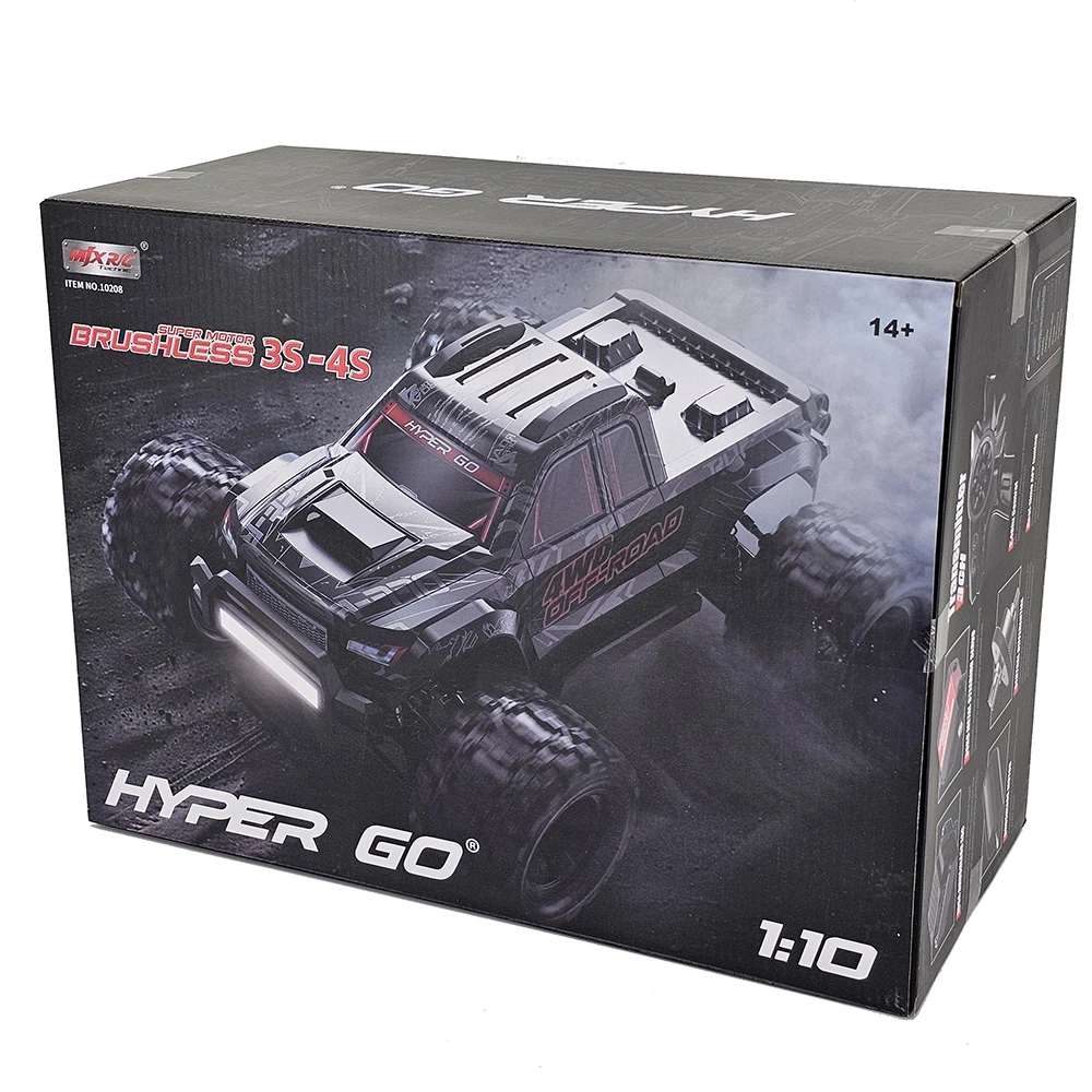 Hyper Go 10208 V2 Brushless Vehicle Truck,Come with 3S 5200mAh Lipo Battery, 100A ESC, APP Programing, MJX 1/10 RC Car 6