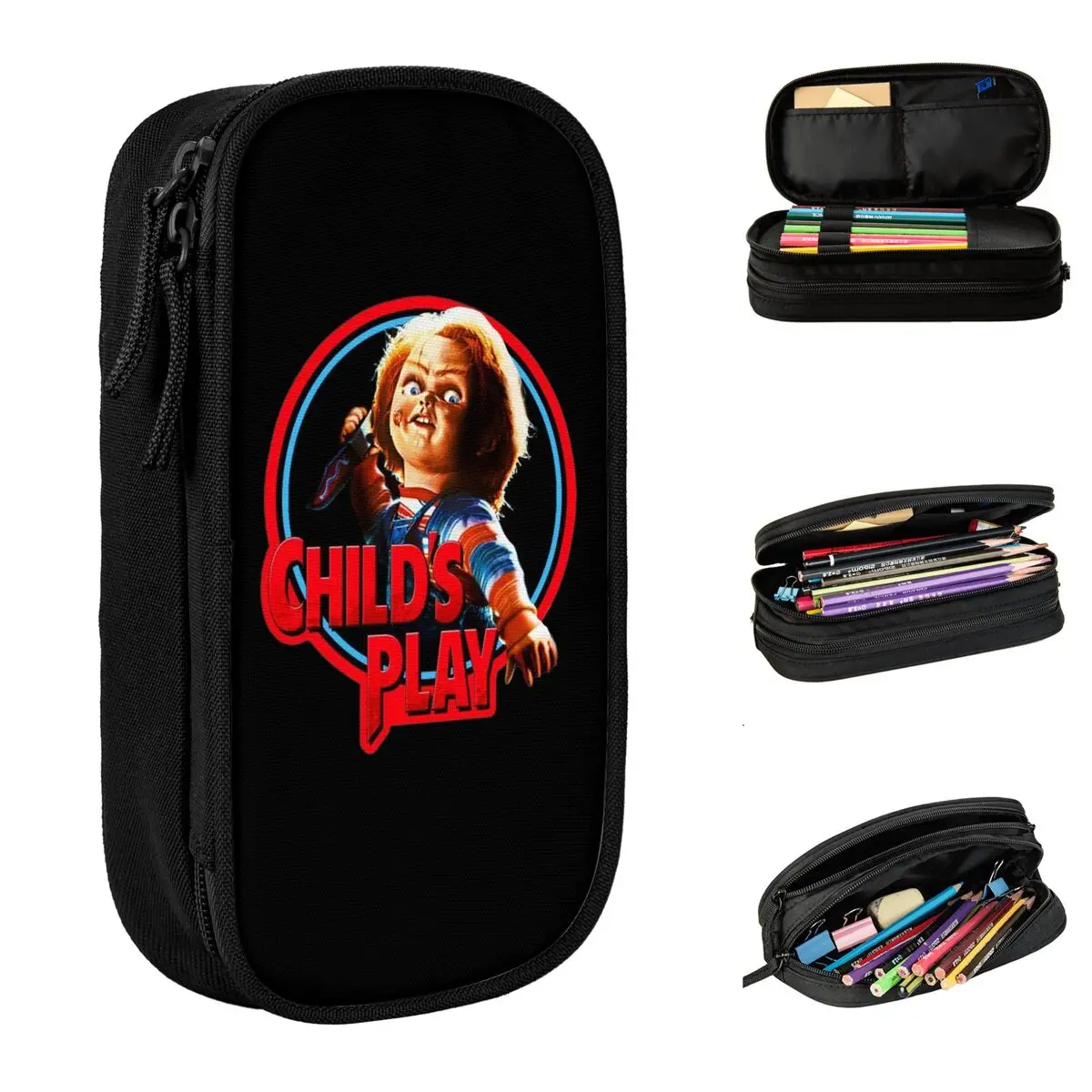 

Chucky Pencil Case Halloween Horror Movie Pencil Pouch Pen for Girl Boy Large Storage Bag Students School Cosmetic Accessories