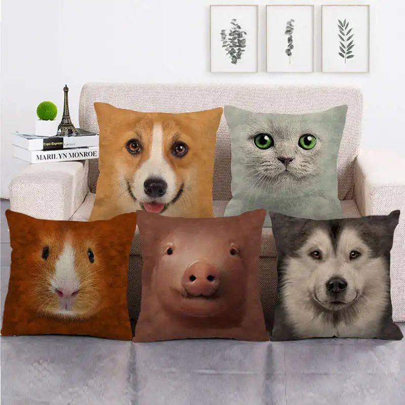 

Cute Puppy Dog Pillow Case Head Dog Pillowcase for Girls Room Aesthetics Boy Girl Kid Gift Sofa Pillow Cover Home Decor 45x45cm