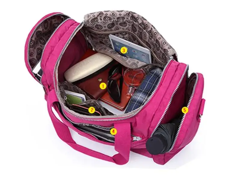 Bolso de viaje para mujer, bolso grande de lona, ​​bolso de mano para fitness, bolsa de almacenamiento de nailon impermeable._voghion.com
