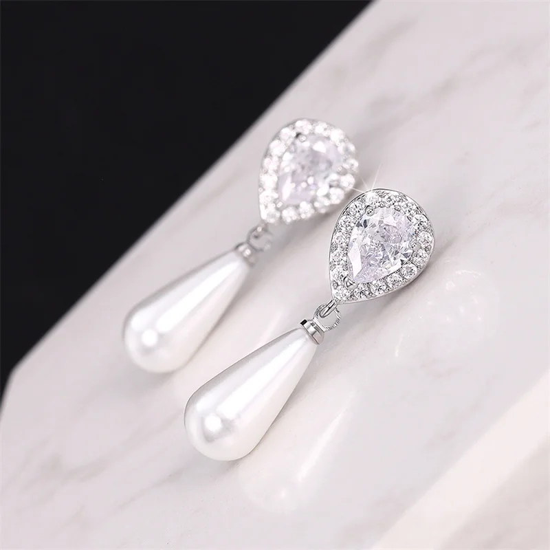 Boucles D'oreilles À Clip D'oreille 1 Paire Imitation De Perles Fausses