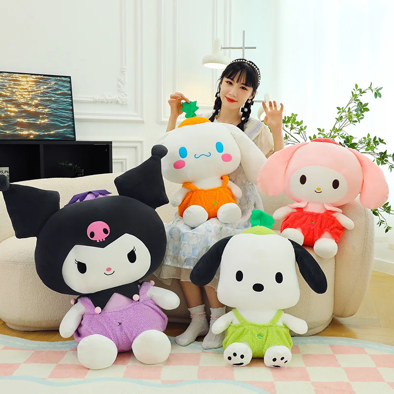 

Sanrio New Kuromi Cinnamoroll My Melody Plush Toys Vegetable And Fruit Series Pochacco Pillow Decoration Child Birthday Gift