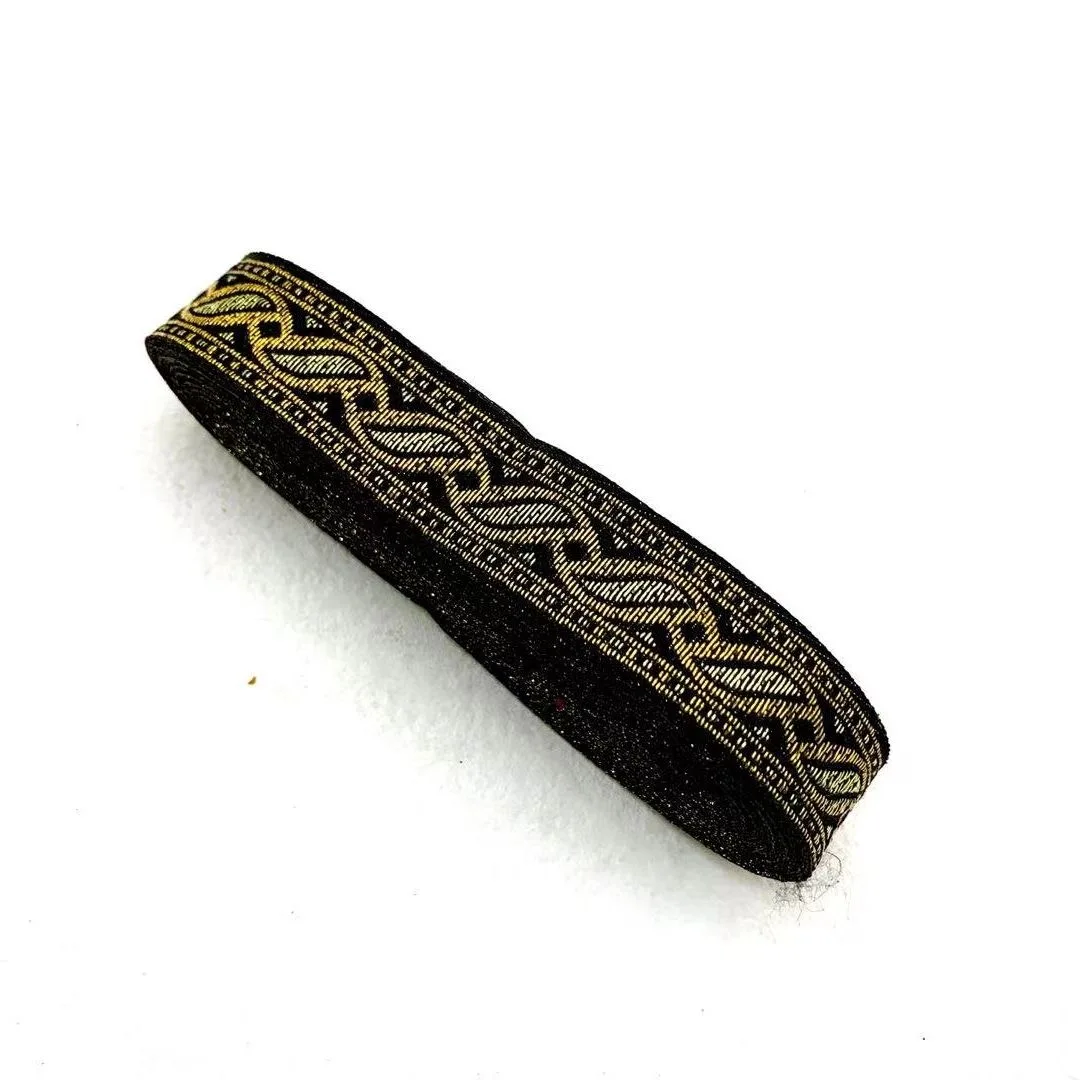 DELORIGIN Jacquard-Band Mit Blattmuster - 9,1 M Lang, 2,5 Cm Breit - Für Nähen, Basteln & Geschenkverpackung