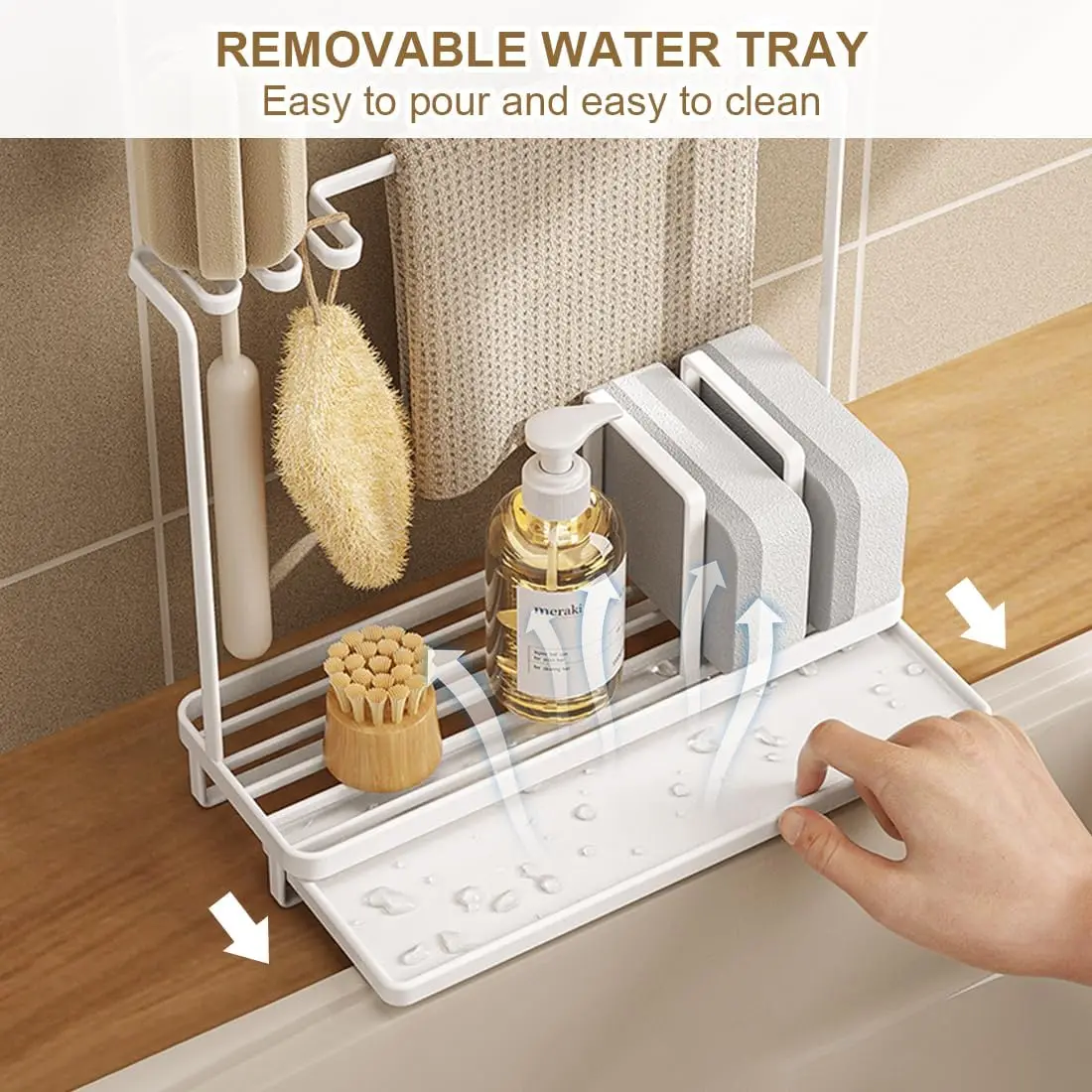 Kitchen Storage Rack Towel Sponge Drain Racks Sink Desktop Organizer Accessories Carbon Steel Brush Storage Bathroom Soap Holder 6