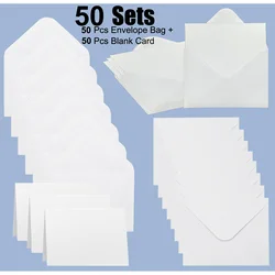White Blank Foldable Greeting Cards and Envelopes - 25/50 Set for Invitations, Thank You Notes, and Custom Messages (50 Sets)