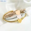 MHS.SUN Classic Open Heart Cuff Bangle Gold Silver Color Stainless Steel For Men Women Adjustable Lover Birthday Party Jewelry 1