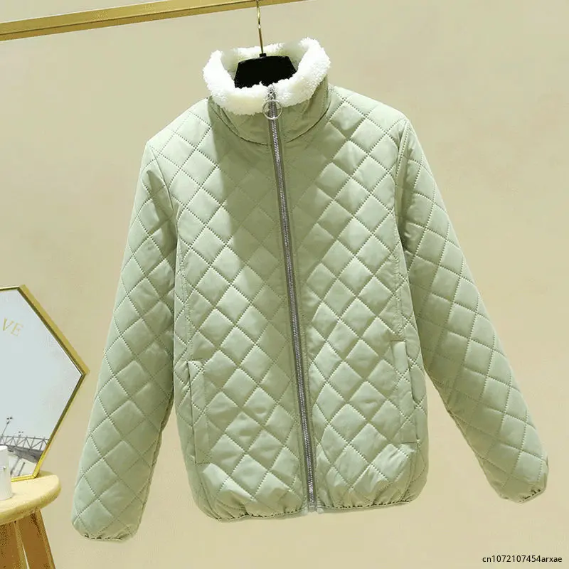 

2023 Ladies Winter Jacket Coats Quilted Coat Korean Fashion Long Sleeve Solid Color Pink Jacket Loose Elegance Casual Comfort