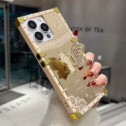 Luxury Diamond Butterfly Stand Phone Case with Mirror Shockproof Protection - iPhone 12 Pro (White)