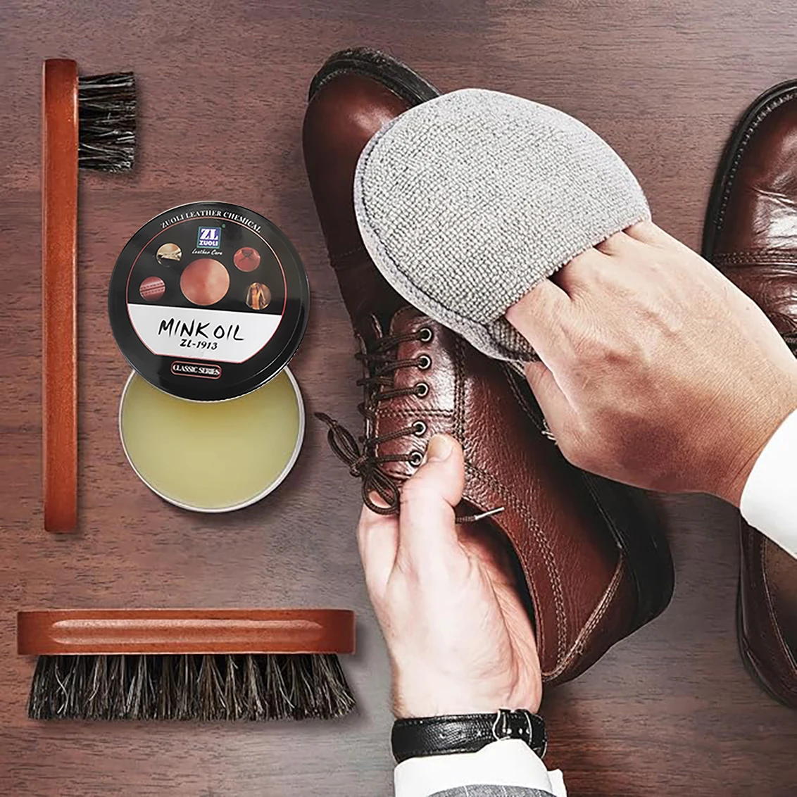 8 件 Mink Oil for Leather Shoes Boots 3.5 oz Leather Conditioner and Cleaner with Travel Bag Soften for Boots and Shoes 4