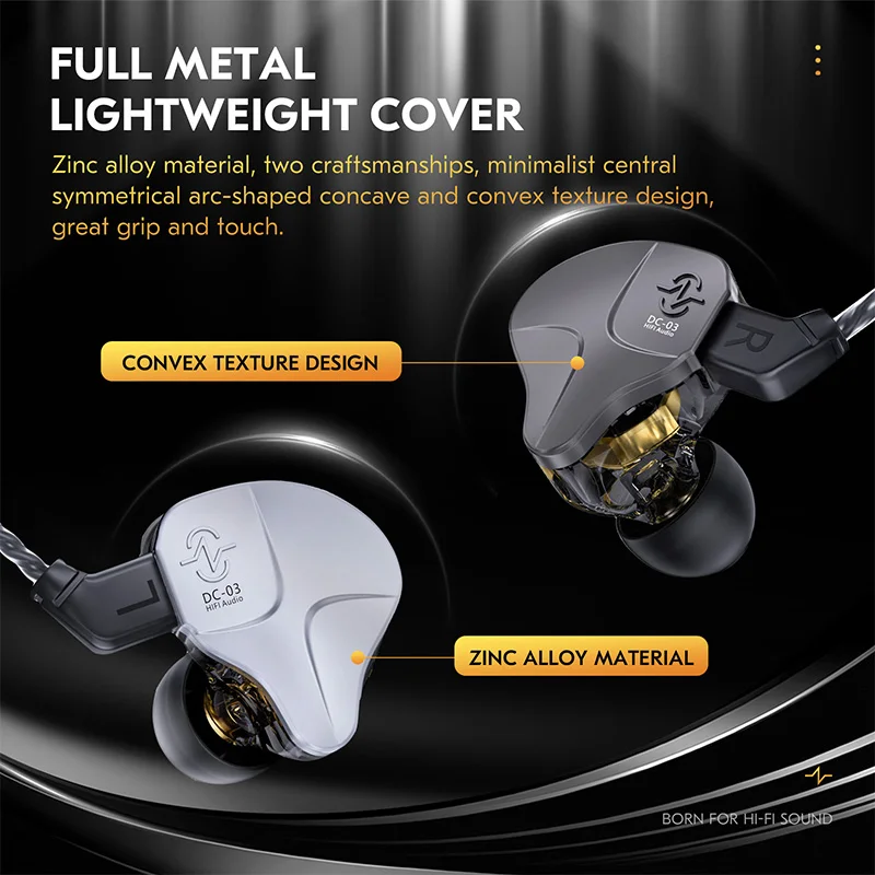 CCZ DC03 10MM Magnet DD Zinc Alloy Housing In-ear Earphones