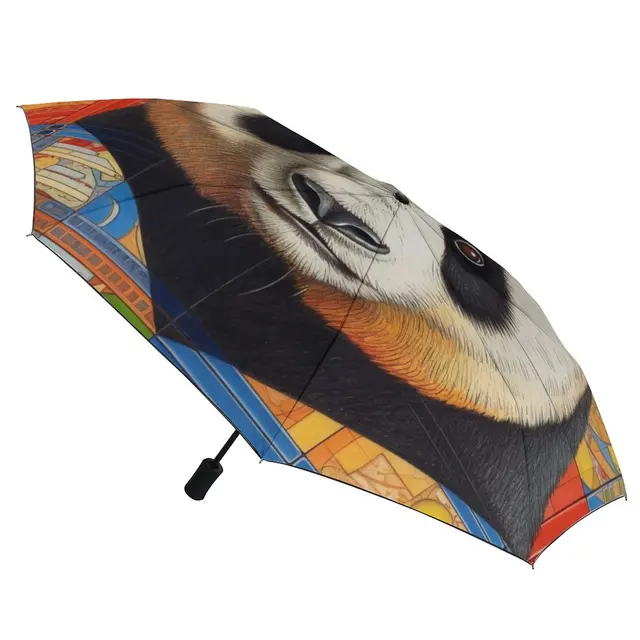 Panda 8 Bordák Auto Esernyő Ceruza Művészet Színes Rajzfilm Nap És Eső Fekete Kabát Ligthsúlyos Esernyők Férfiak Számára