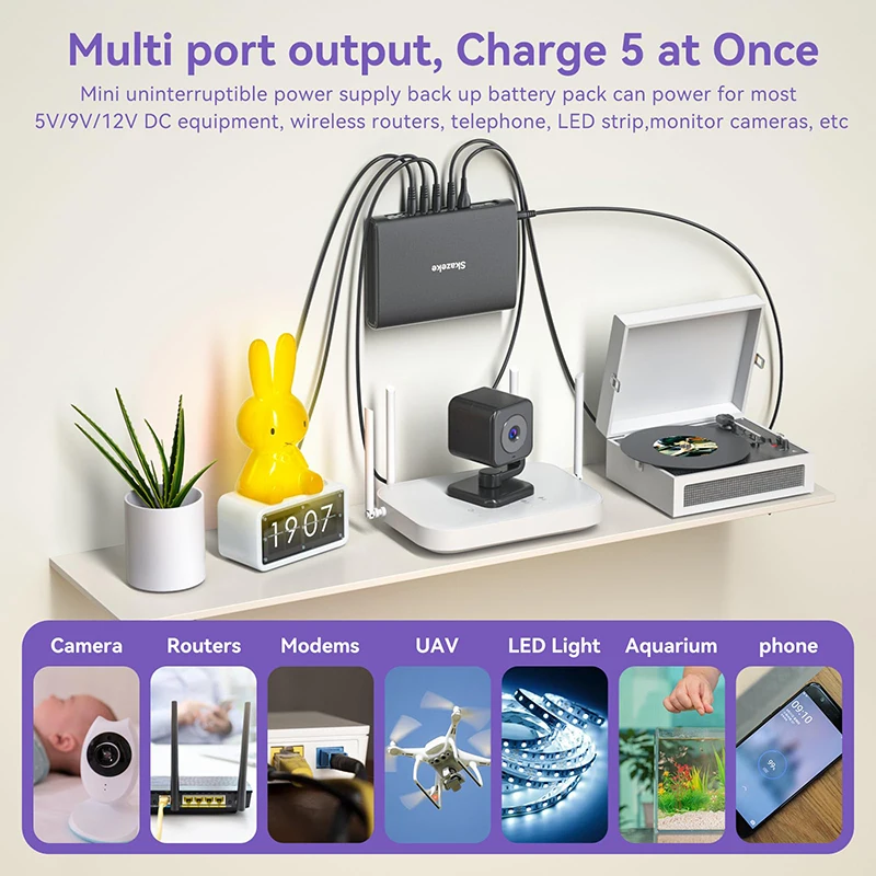 25600mAh Large capacity DC Uninterruptible Power Supply UPS Battery Backup 114W 5V 9V 12V 6A 2A Router wifi Modem monitor mobile