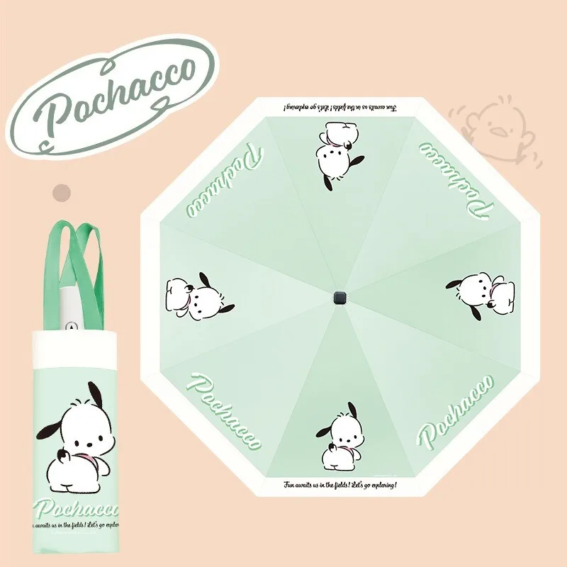 

Sanrio Kawaii Pochacco Umbrella Anime Cartoon Portable Dual Purpose Fully Automatic Sunscreen UV protection Sun Umbrella Gift